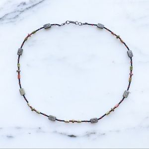 Vintage Necklace Handmade 1980s Multi-Color Glass